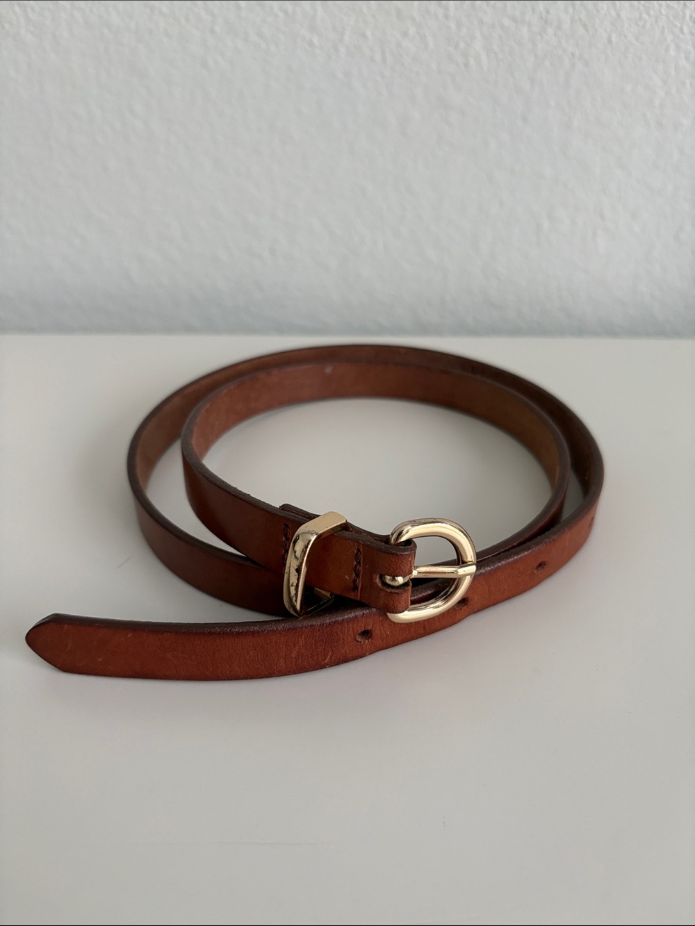 J. Crew Tan Brown Leather Skinny Belt - Size XS